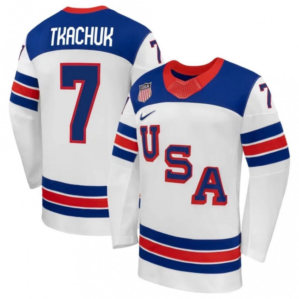 Brady Tkachuk USA Hockey Olympic 2026 White Away Replica Jersey-Pro Kit Vault | Brand New 26/27 Sports Jerseys